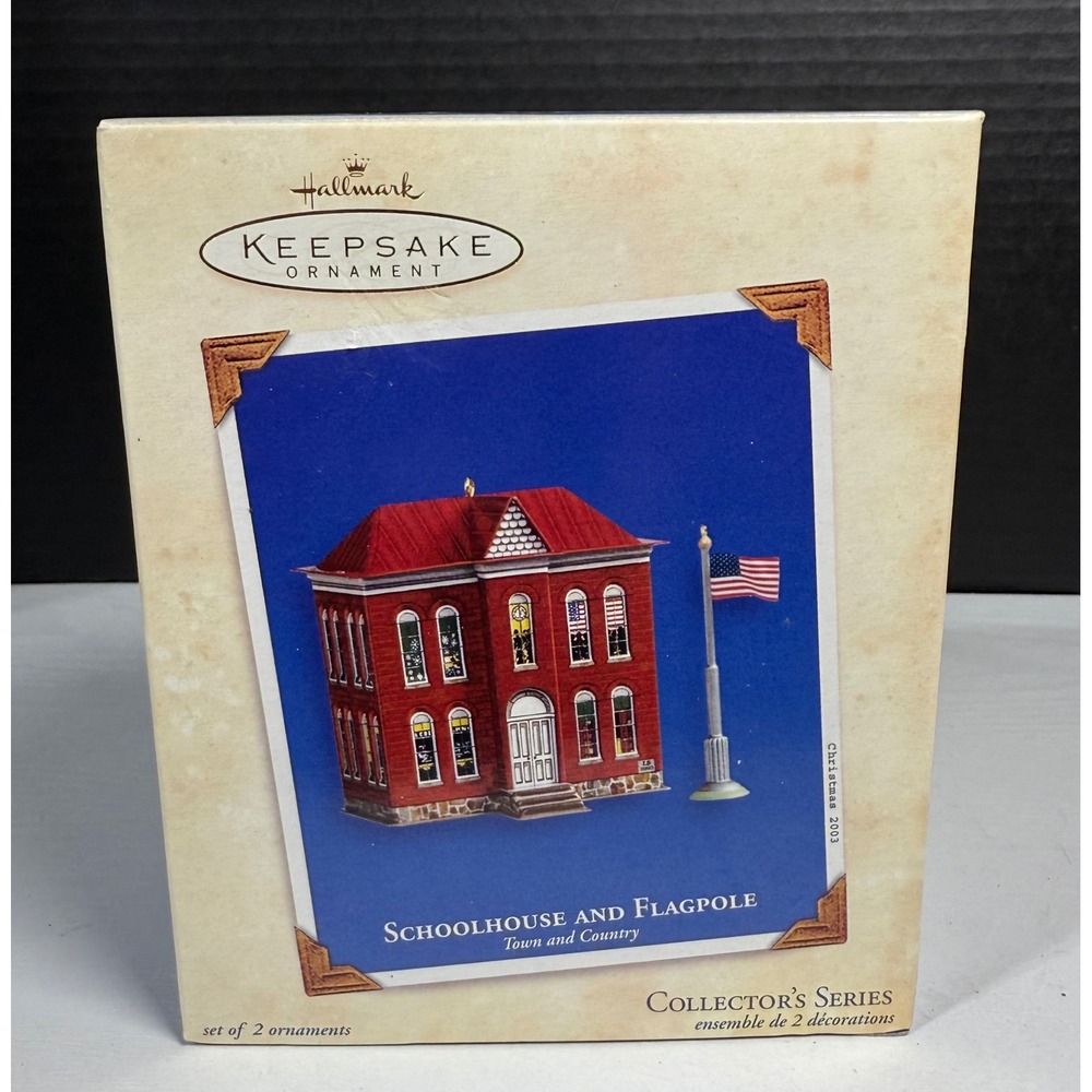 Hallmark Keepsake Ornament Schoolhouse and Flagpole Collector's Series 2003